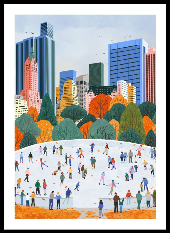 Ceyda Alasar - Autumn City Ice Skating Art Print_Sugar & Canvas_Ceyda Alasar
