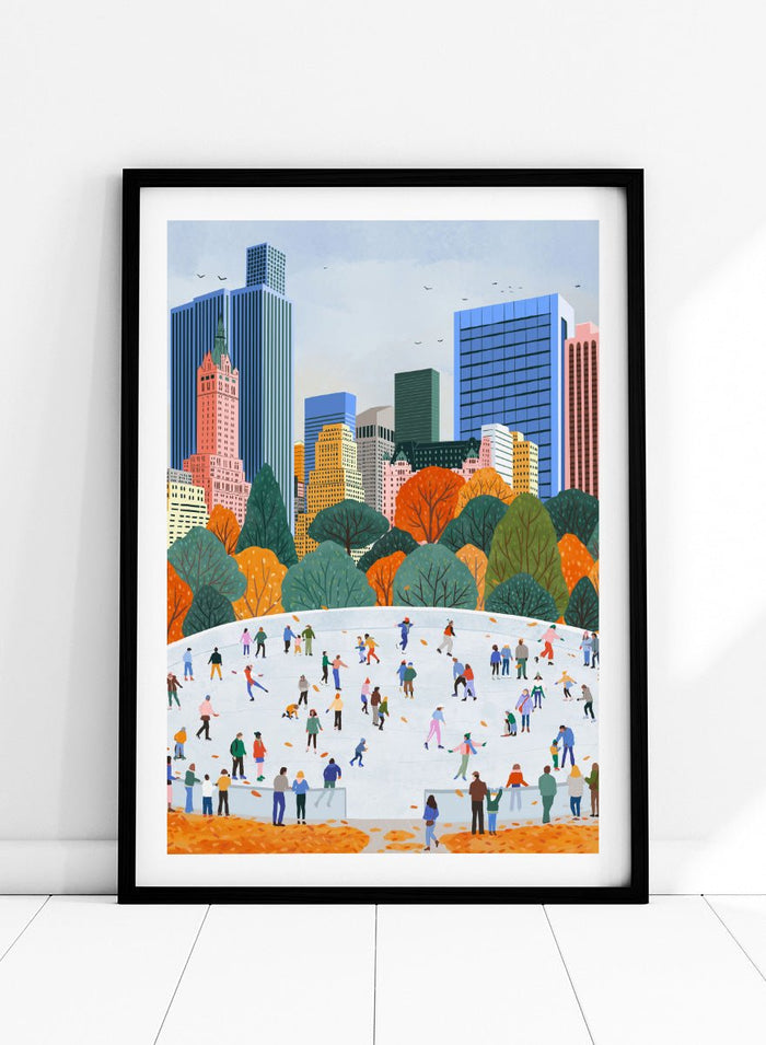 Ceyda Alasar - Autumn City Ice Skating Art Print_Sugar & Canvas_Ceyda Alasar