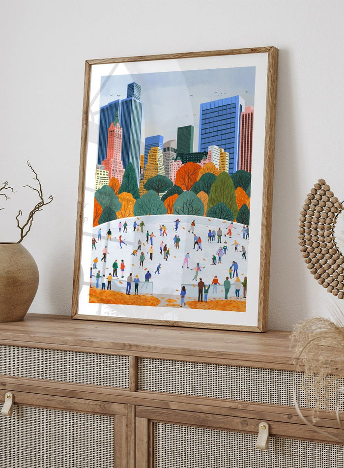 Ceyda Alasar - Autumn City Ice Skating Art Print_Sugar & Canvas_Ceyda Alasar