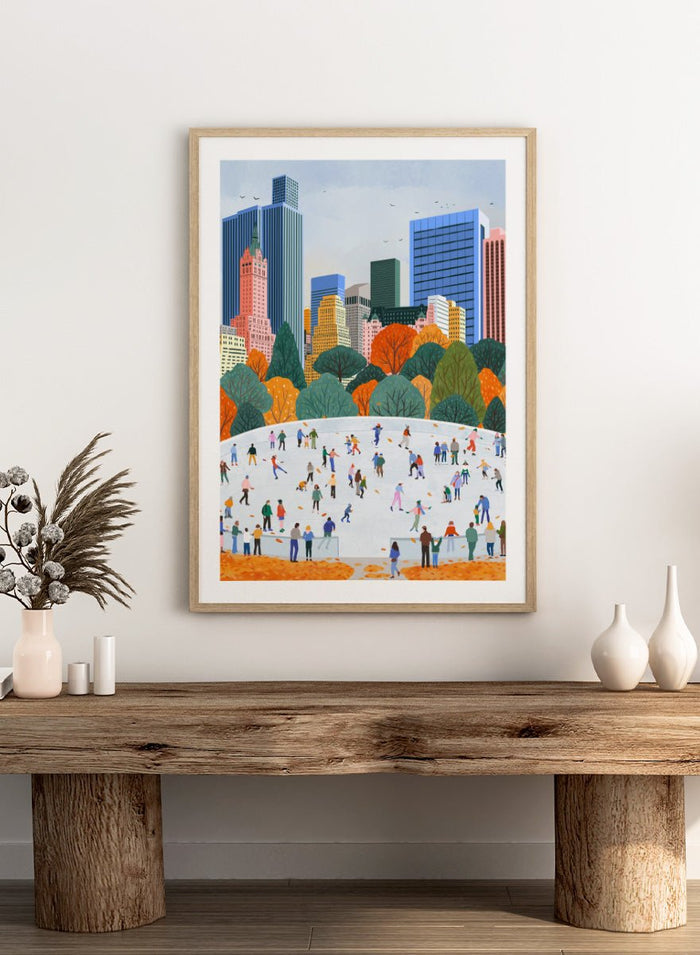 Ceyda Alasar - Autumn City Ice Skating Art Print_Sugar & Canvas_Ceyda Alasar