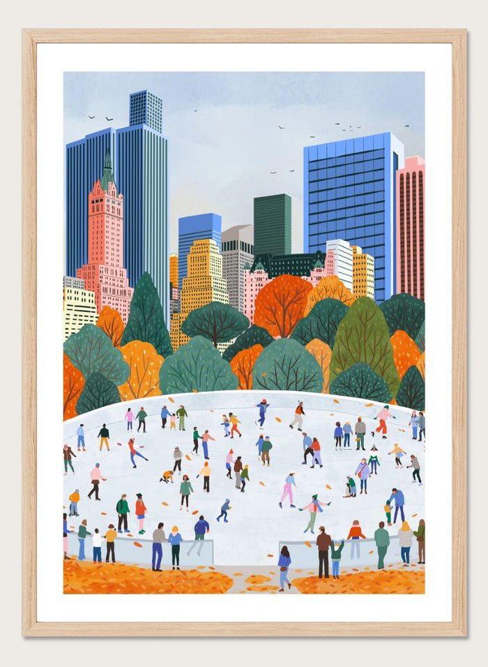 Ceyda Alasar - Autumn City Ice Skating Art Print_Sugar & Canvas_Ceyda Alasar