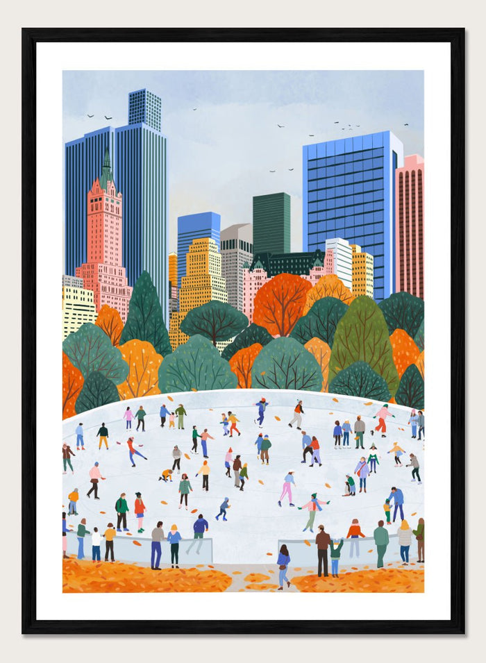 Ceyda Alasar - Autumn City Ice Skating Art Print_Sugar & Canvas_Ceyda Alasar