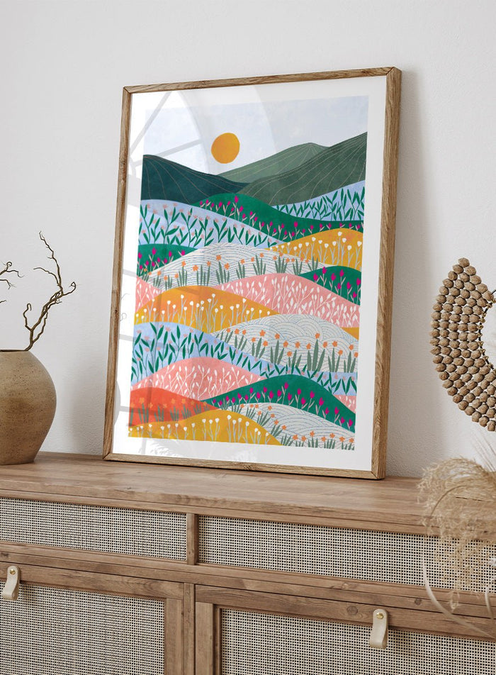 Ceyda Alasar - Colorful Flower Hills Art Print_Sugar & Canvas_Ceyda Alasar