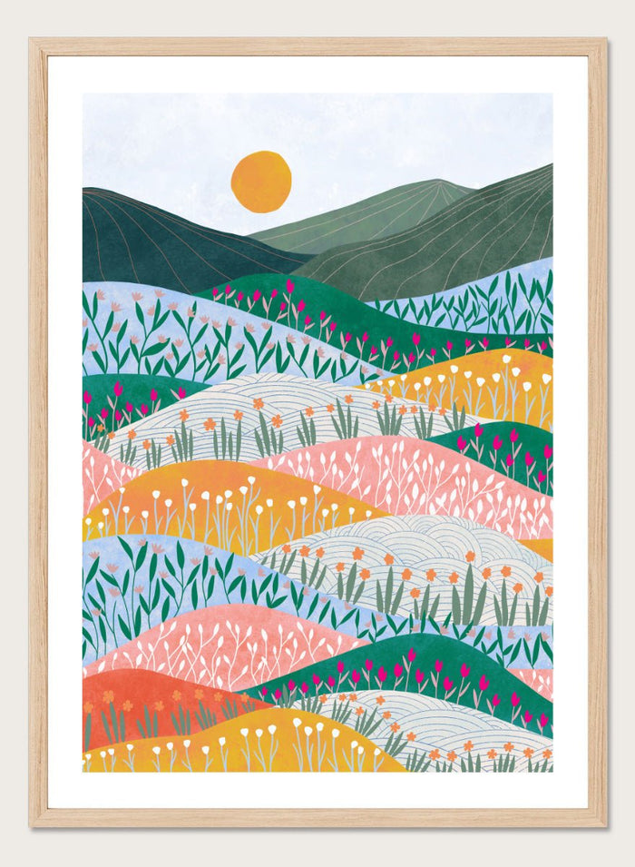 Ceyda Alasar - Colorful Flower Hills Art Print_Sugar & Canvas_Ceyda Alasar