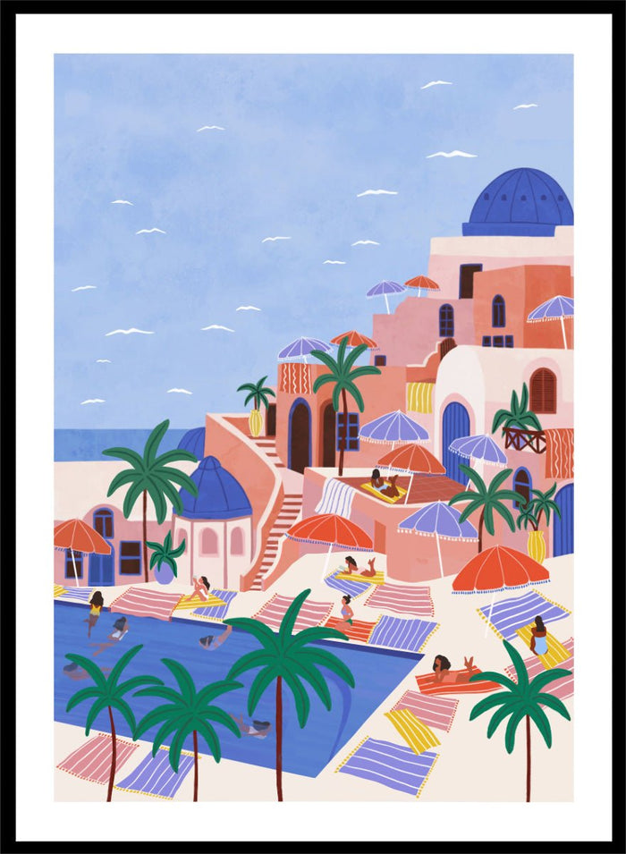 Ceyda Alasar - Mediterranean Poolside Retreat Art Print_Sugar & Canvas_Ceyda Alasar