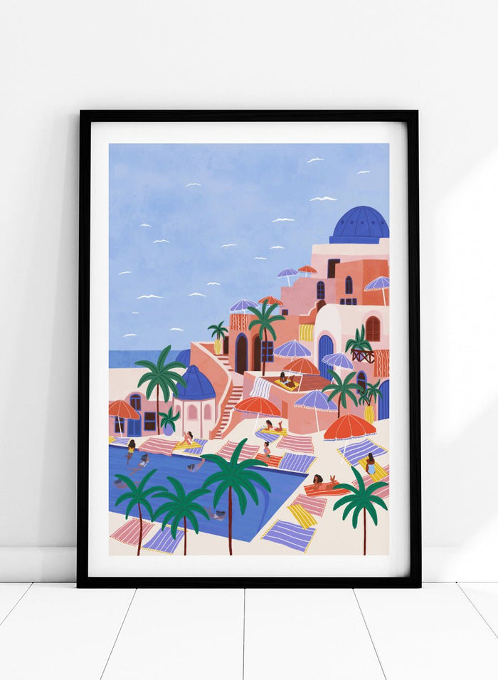 Ceyda Alasar - Mediterranean Poolside Retreat Art Print_Sugar & Canvas_Ceyda Alasar