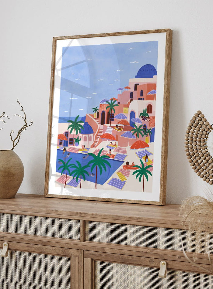 Ceyda Alasar - Mediterranean Poolside Retreat Art Print_Sugar & Canvas_Ceyda Alasar