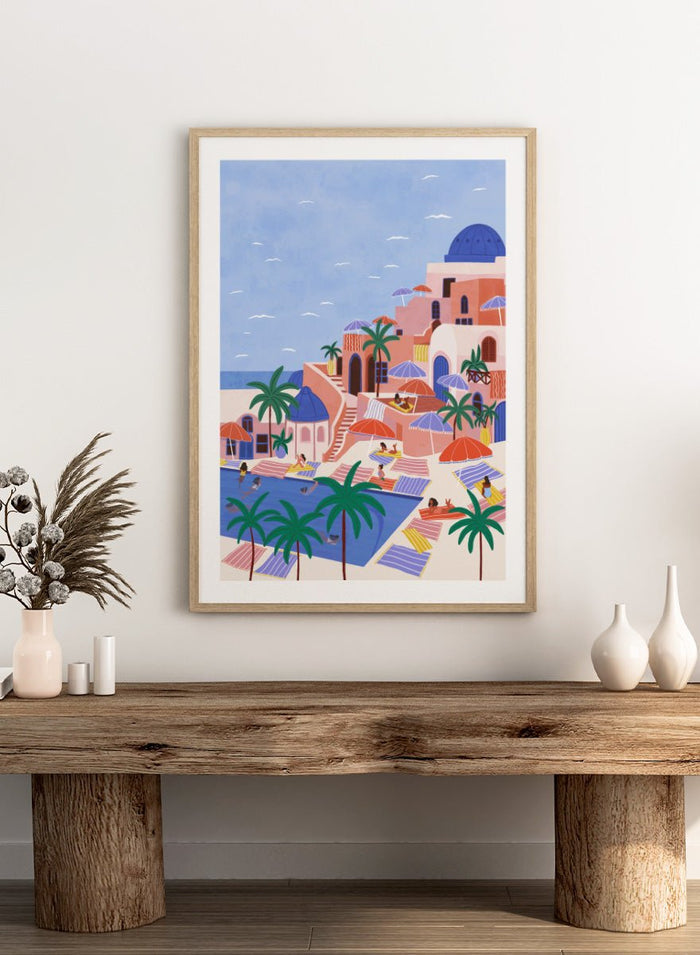 Ceyda Alasar - Mediterranean Poolside Retreat Art Print_Sugar & Canvas_Ceyda Alasar