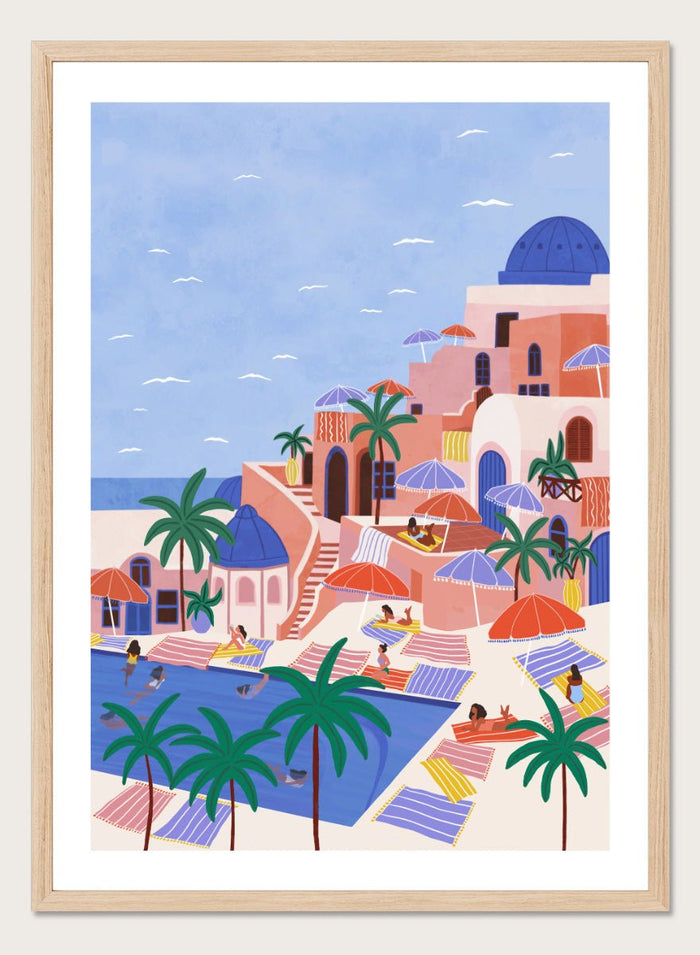 Ceyda Alasar - Mediterranean Poolside Retreat Art Print_Sugar & Canvas_Ceyda Alasar