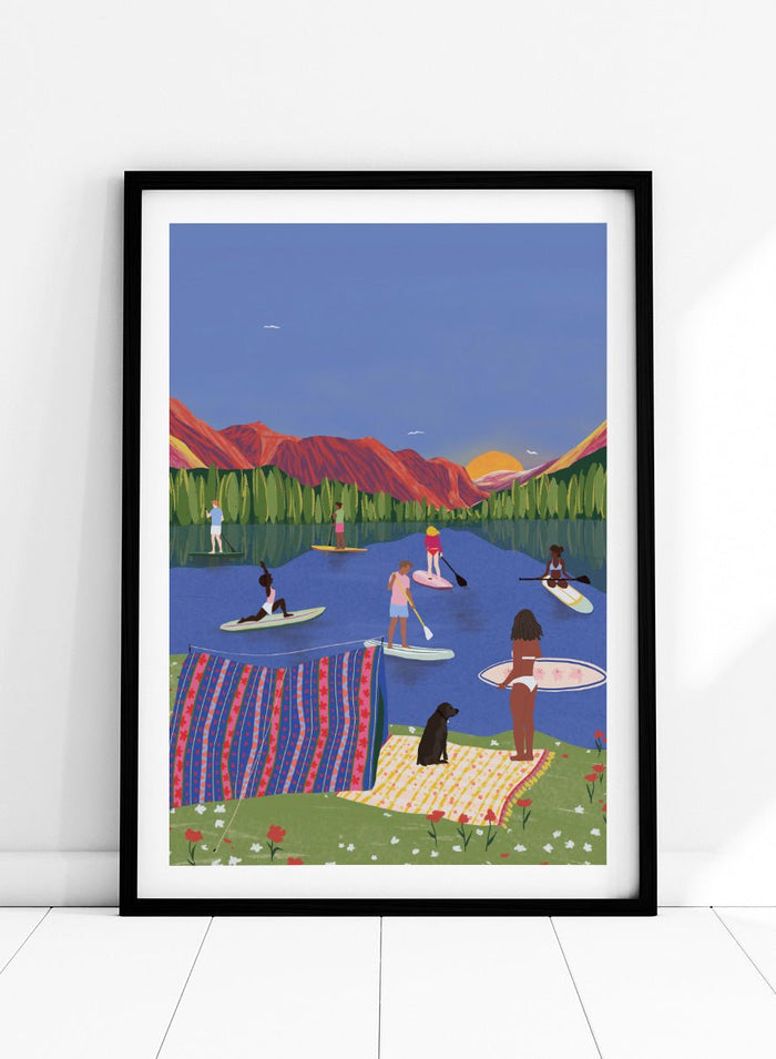 Ceyda Alasar - Paddleboard Lake Life Art Print_Sugar & Canvas_Ceyda Alasar