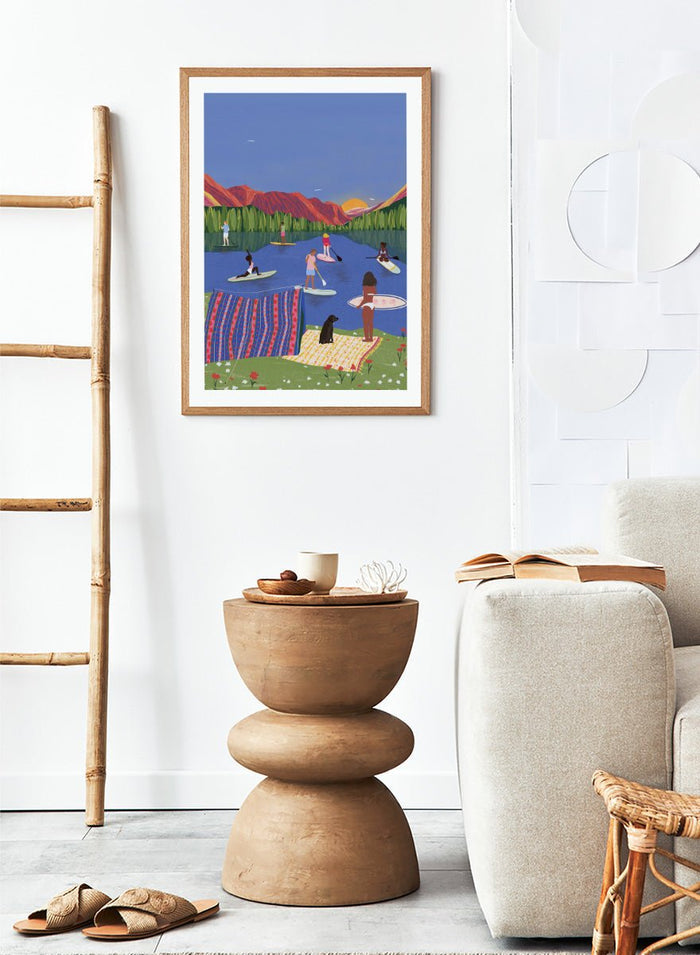 Ceyda Alasar - Paddleboard Lake Life Art Print_Sugar & Canvas_Ceyda Alasar