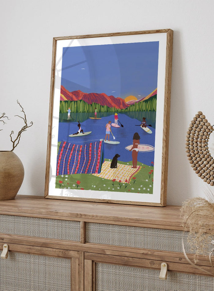 Ceyda Alasar - Paddleboard Lake Life Art Print_Sugar & Canvas_Ceyda Alasar