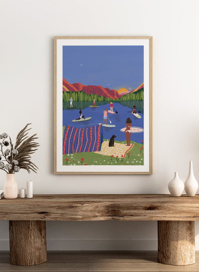 Ceyda Alasar - Paddleboard Lake Life Art Print_Sugar & Canvas_Ceyda Alasar