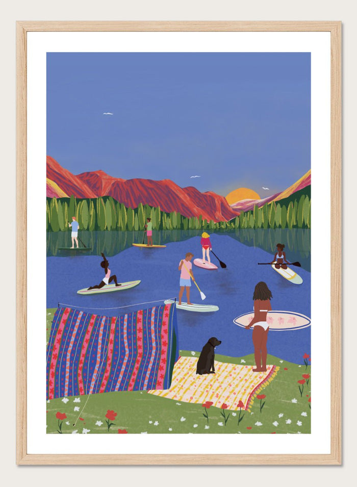 Ceyda Alasar - Paddleboard Lake Life Art Print_Sugar & Canvas_Ceyda Alasar