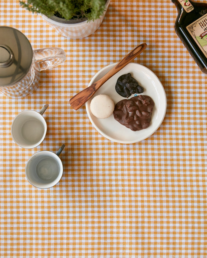 Checked Cotton Table Cloth - Yellow - Ocoza