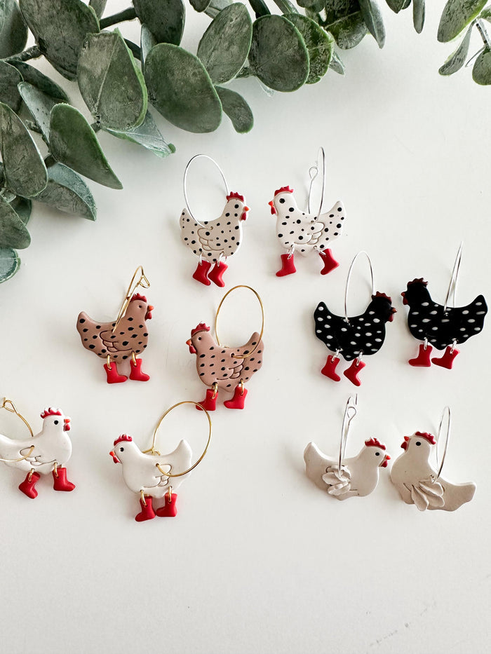 Chicken with Boots Earrings