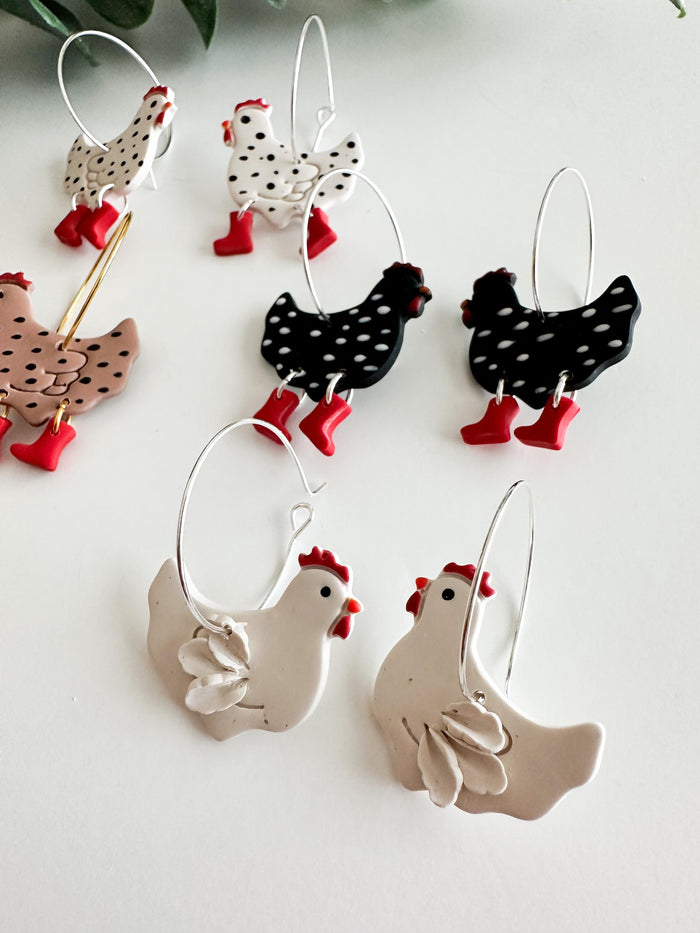 Chicken with Boots Earrings