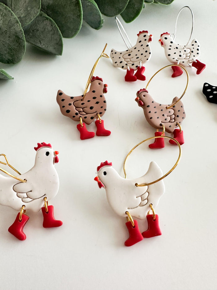 Chicken with Boots Earrings