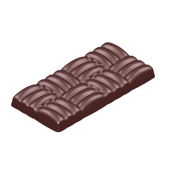 Chocolate World Bar Woven polycarbonate chocolate mold 1583CW with 4 cavities, professional Belgian confectionery mold for bonbons and pralines, clear polycarbonate bar woven chocolate mould 1583CW