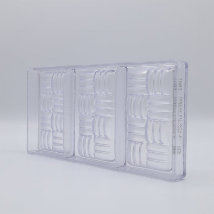 Chocolate World Bar Woven Polycarbonate Chocolate Mold – 4.59 x 2.36 x 0.49 in, 4 Cavities