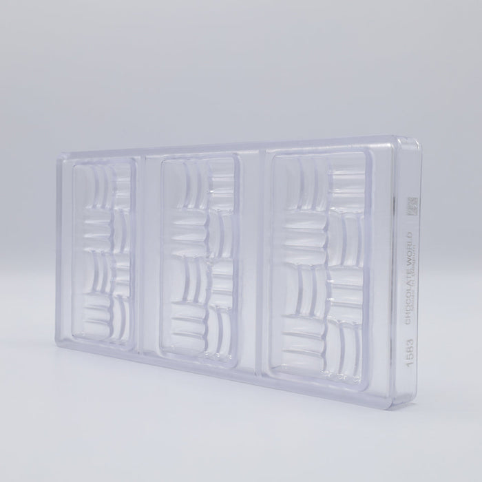 Chocolate World Bar Woven Polycarbonate Chocolate Mold – 4.59 x 2.36 x 0.49 in, 4 Cavities