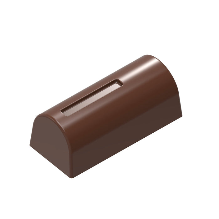 Chocolate World Buche Line polycarbonate chocolate mold 1617CW by Ernst Knam with 12 cavities (2x6 layout), professional Belgian designer mini-bar chocolate mold, clear polycarbonate buche line candy mould 1617CW