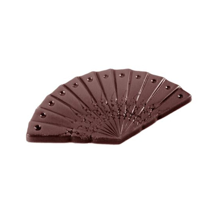 Chocolate World Caraque Hand Fan polycarbonate chocolate mold 1437CW with 6 cavities, professional Belgian confectionery mold for bonbons and pralines, clear polycarbonate caraque hand fan chocolate mould 1437CW