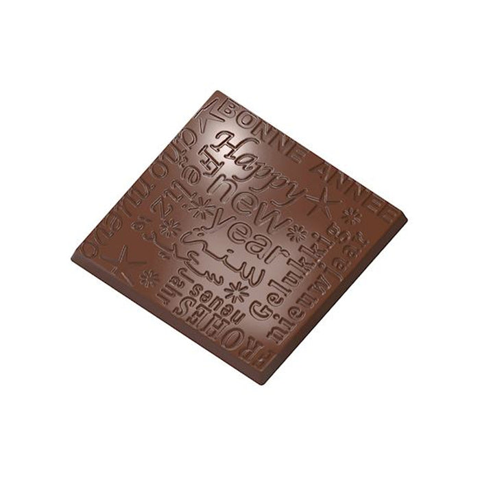 Chocolate World Caraque New Year polycarbonate chocolate mold 1614CW with 18 cavities, professional Belgian confectionery mold for bonbons and pralines, clear polycarbonate caraque new year chocolate mould 1614CW