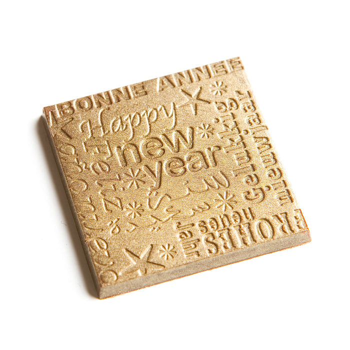 Chocolate World Caraque New Year Polycarbonate Chocolate Mold – 1.30 x 1.30 x 0.12 in, 18 Cavities