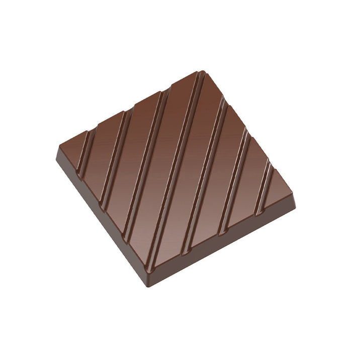 Chocolate World Caraque with Lines polycarbonate chocolate mold 1980CW with 18 cavities, professional Belgian confectionery mold for bonbons and pralines, clear polycarbonate caraque with lines chocolate mould 1980CW