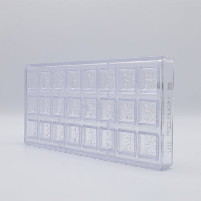 Chocolate World Carré Clover Polycarbonate Chocolate Mold – 1.06 x 1.06 x 0.59 in, 24 Cavities