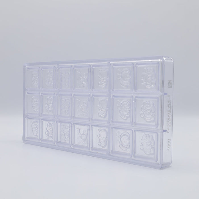 Chocolate World Christmas Caraque (7 Figures) Polycarbonate Chocolate Mold – ~1.18 x 1.18 x 0.20 in, 21 Cavities