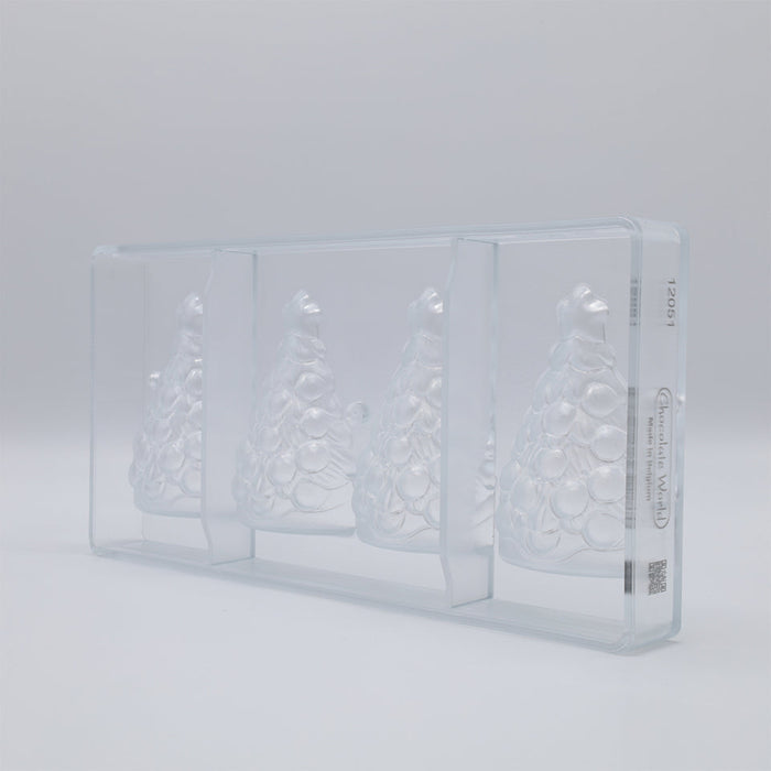 Chocolate World Christmas Tree Polycarbonate Chocolate Mold – 3.54 x 2.32 x 0.96 in, 4 Cavities