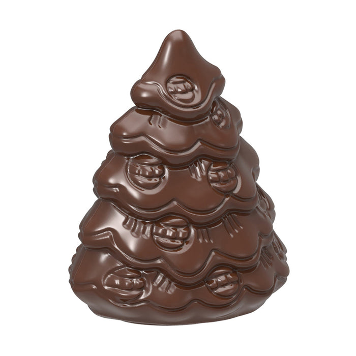 Chocolate World Christmas Tree polycarbonate chocolate mold 12163CW with 4 cavities, professional Belgian confectionery mold for bonbons and pralines, clear polycarbonate christmas tree chocolate mould 12163CW