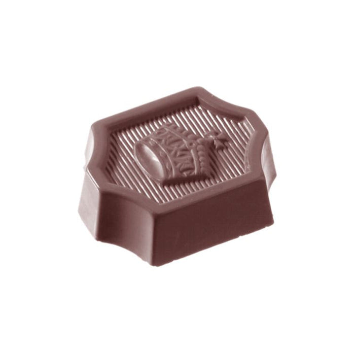 Chocolate World Crown polycarbonate chocolate mold 2301CW with 21 cavities, professional Belgian confectionery mold for bonbons and pralines, clear polycarbonate crown chocolate mould 2301CW