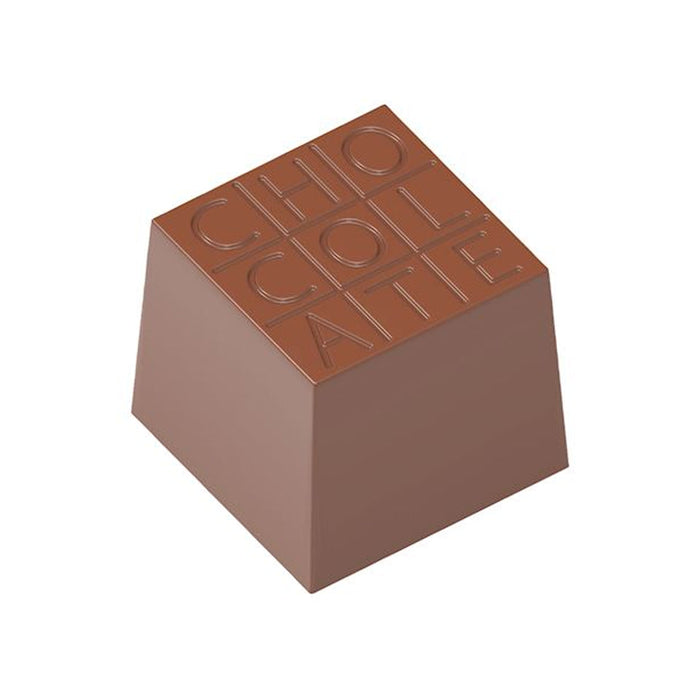 Chocolate World Cube 'Chocolate' polycarbonate chocolate mold 1729CW with 24 cavities, professional Belgian confectionery mold for bonbons and pralines, clear polycarbonate cube 'chocolate' chocolate mould 1729CW