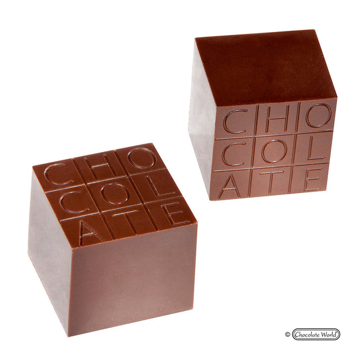 Chocolate World Cube 'Chocolate' Polycarbonate Chocolate Mold – ~0.91 x 0.91 x 0.79 in, 32 Cavities