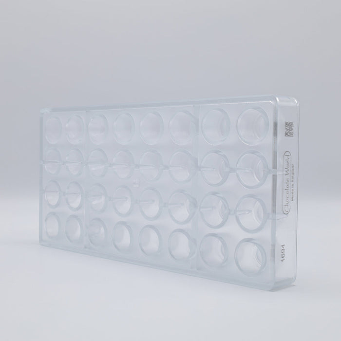 Chocolate World Cylinder Polycarbonate Chocolate Mold – 0.89 in diameter x 0.79 in, 24 Cavities