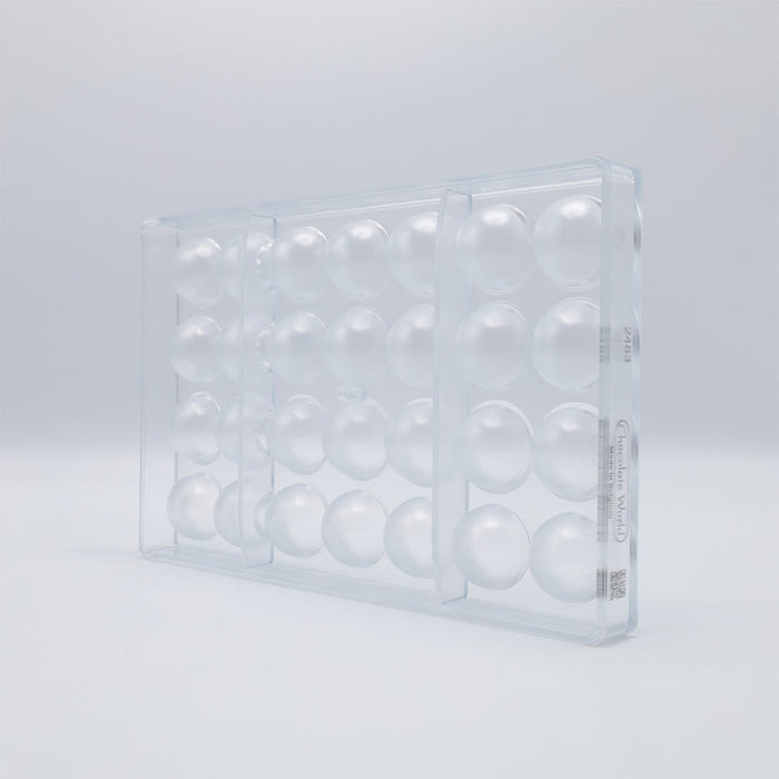 Chocolate World Dome 30mm Polycarbonate Chocolate Mold – 1.18 in diameter x 0.59 in, 32 Cavities