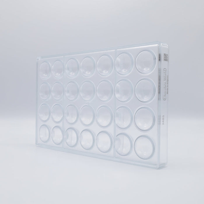 Chocolate World Dome 30mm Polycarbonate Chocolate Mold – 1.18 in diameter x 0.59 in, 32 Cavities