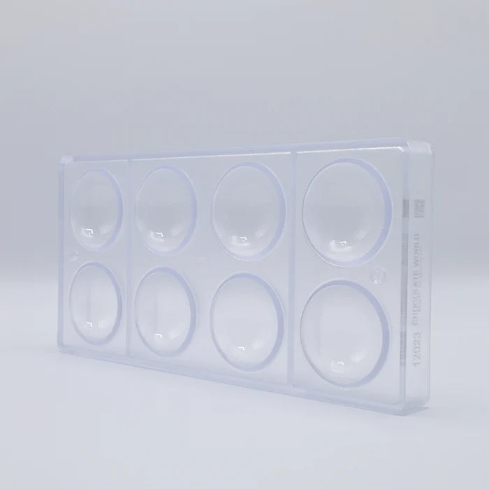 Chocolate World Dome / Half Sphere 50mm Polycarbonate Chocolate Mold – Ø 1.97 x 0.85 in, 8 Cavities