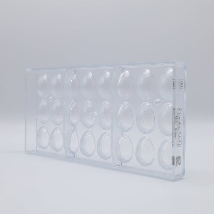 Chocolate World Egg Facet 33mm Polycarbonate Chocolate Mold – 1.30 x 0.89 x 0.65 in, 21 Cavities