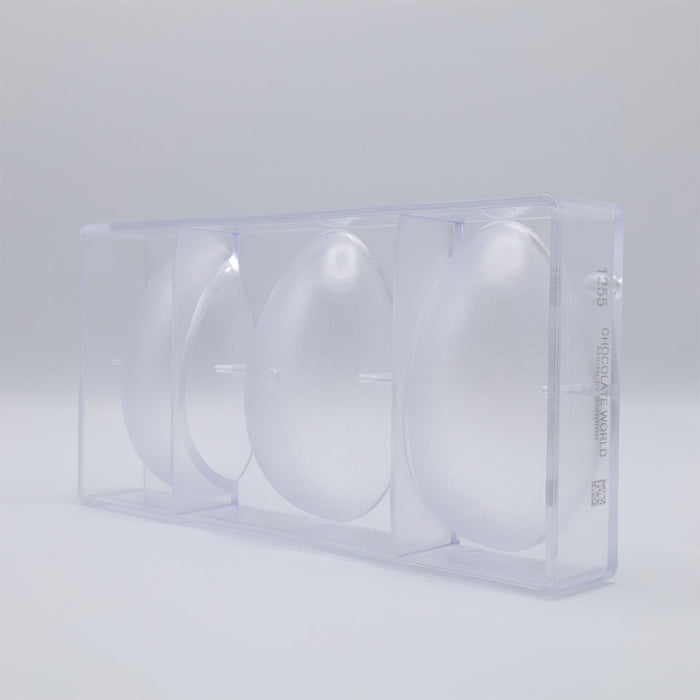 Chocolate World Egg Smooth 118mm Polycarbonate Chocolate Mold – 4.65 x 3.03 x 1.57 in, 3 Cavities