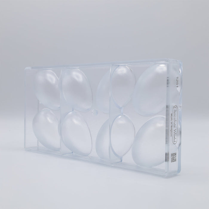 Chocolate World Egg Smooth 70mm Polycarbonate Chocolate Mold – 2.76 x 1.85 x 0.98 in, 8 Cavities