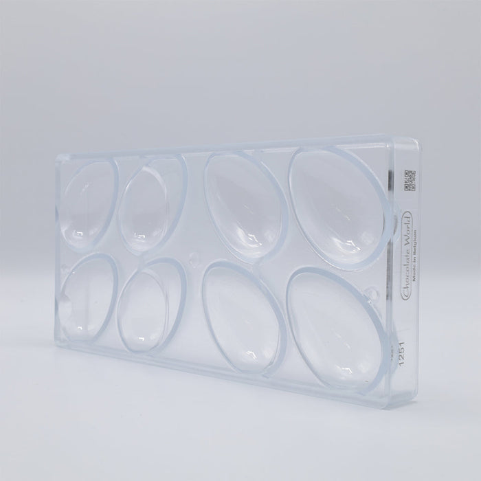 Chocolate World Egg Smooth 70mm Polycarbonate Chocolate Mold – 2.76 x 1.85 x 0.98 in, 8 Cavities