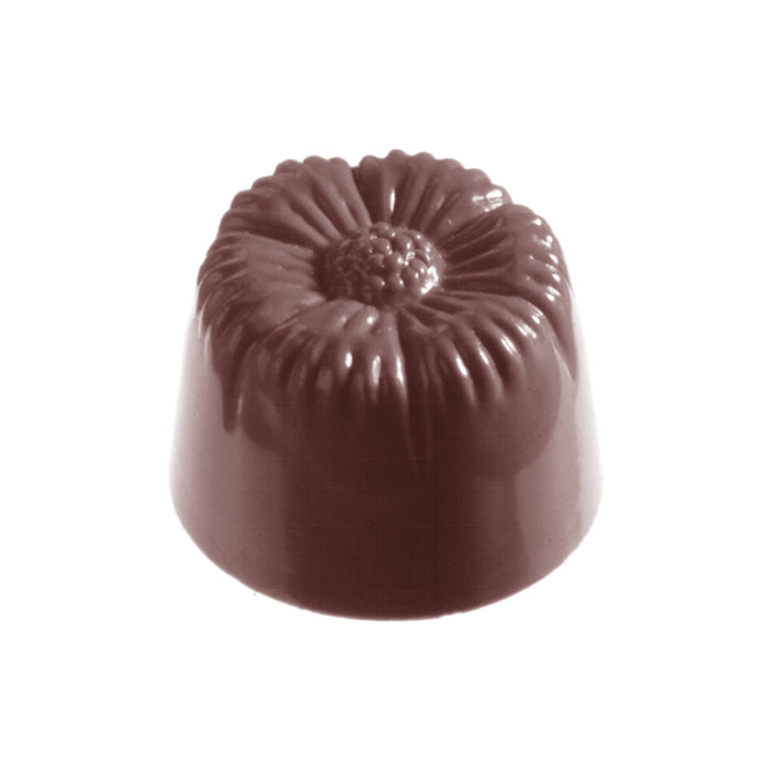 Chocolate World Flower polycarbonate chocolate mold 2313CW with 32 cavities, professional Belgian confectionery mold for bonbons and pralines, clear polycarbonate flower chocolate mould 2313CW