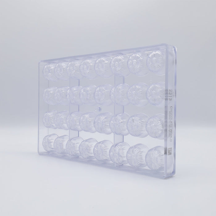 Chocolate World Flower Polycarbonate Chocolate Mold – ~1.10 x 1.10 x 0.47 in, 32 Cavities