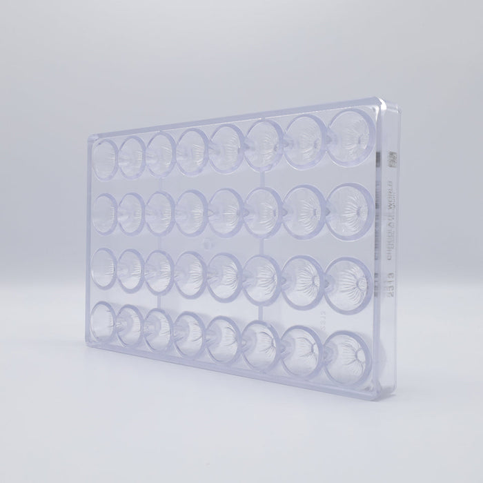 Chocolate World Flower Polycarbonate Chocolate Mold – ~1.10 x 1.10 x 0.47 in, 32 Cavities