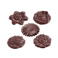 Chocolate World Flowercaraque Round (5-Petal) polycarbonate chocolate mold 1048CW with 35 cavities, professional Belgian confectionery mold for bonbons and pralines, clear polycarbonate flowercaraque round (5-petal) chocolate mould 1048CW