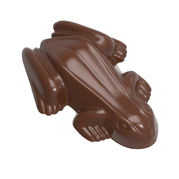 Chocolate World Frog polycarbonate chocolate mold 1129CW with 6 cavities, professional Belgian confectionery mold for bonbons and pralines, clear polycarbonate frog chocolate mould 1129CW